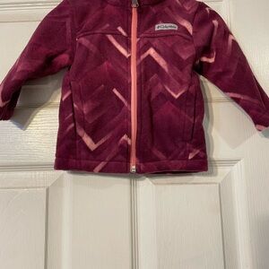 Columbia Maroon Fleece Top with Light Pink Chevron Accents